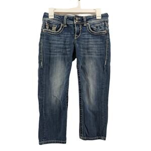 Vigoss Capri Jean Size 1 The Brooklyn 28x21 Thick Stitching Embroidered Low Rise